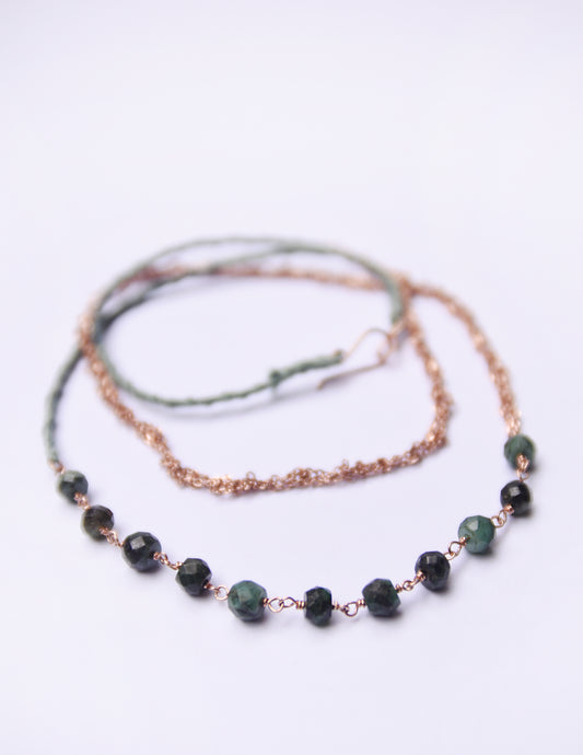 Crochet Necklace With Emerald