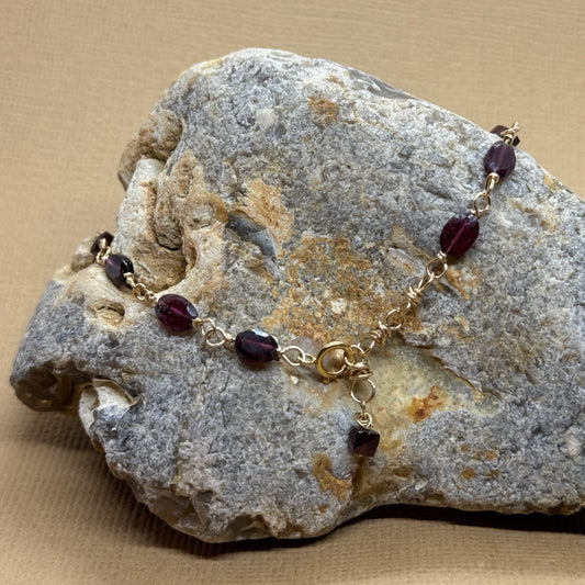 Gold-Filled Garnet Bracelet | Handmade January Birthstone Jewellery