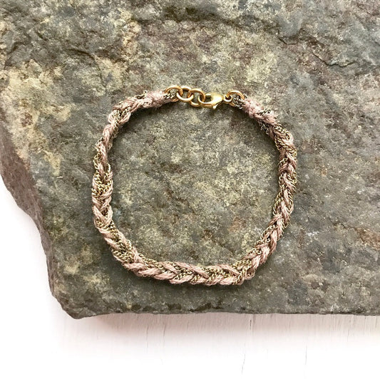 Crochet Silk and Brass Bracelet