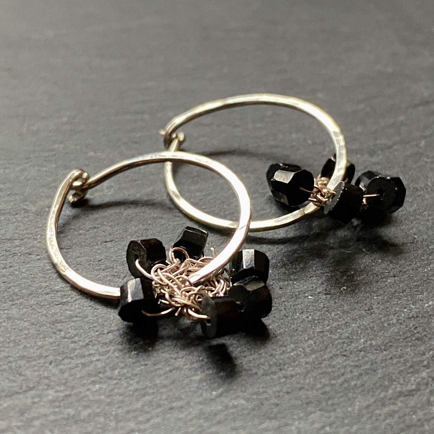Silver Hoops With Crochet and Spinnel
