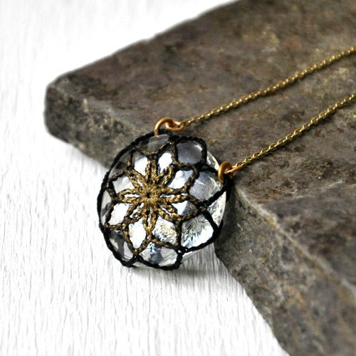 crochet pebble necklace
