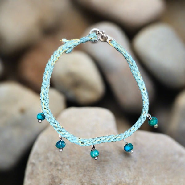 Crochet Bracelet With Azurite