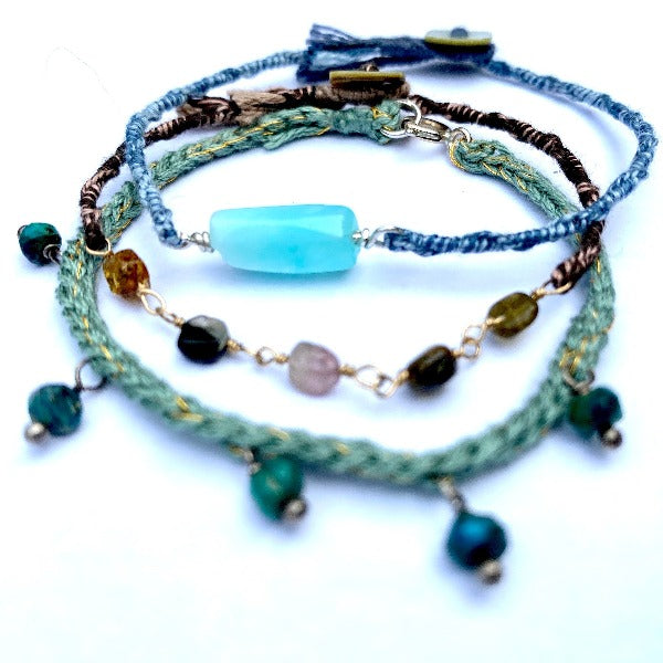 Crochet Bracelet With Azurite