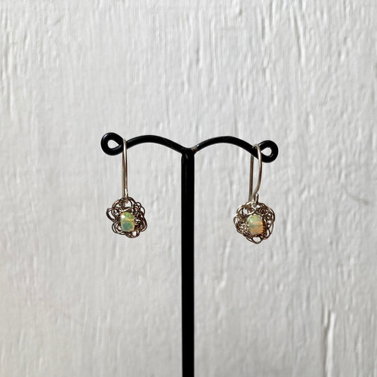 Tiny Crochet Opal Earrings