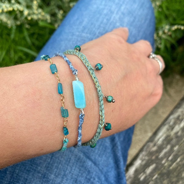 Crochet Bracelet With Azurite