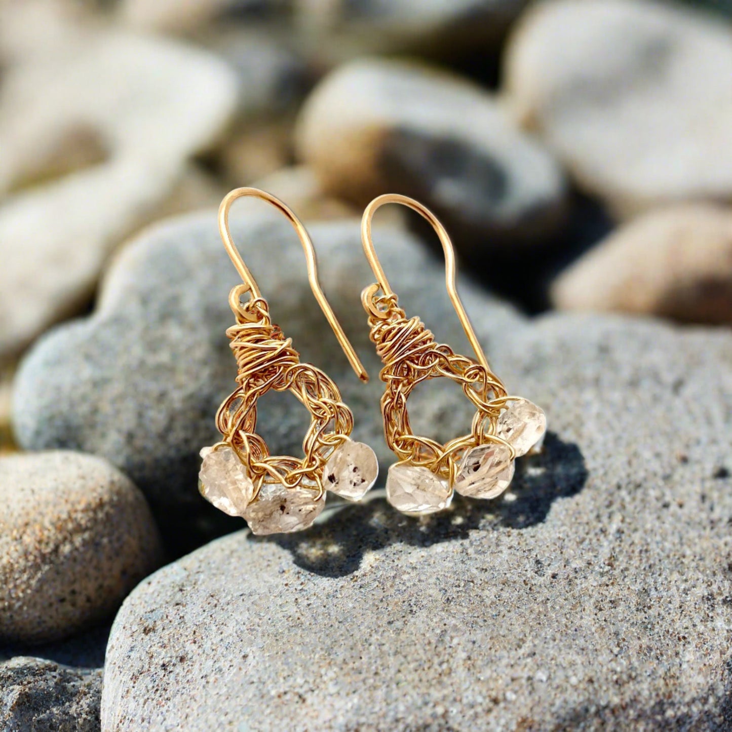 Herkimer Diamond Crochet Earrings