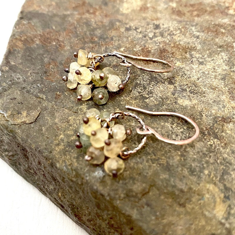 Yellow Tourmaline Cluster Earrings