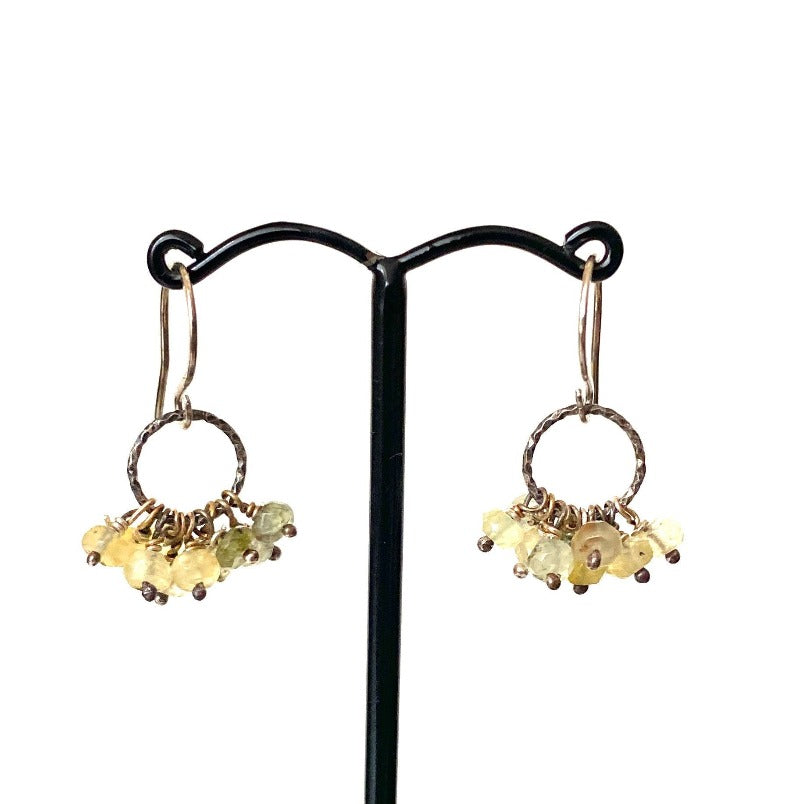 Yellow Tourmaline Cluster Earrings