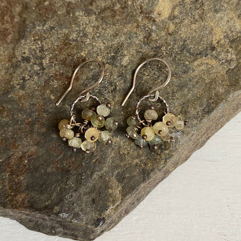 Yellow Tourmaline Cluster Earrings