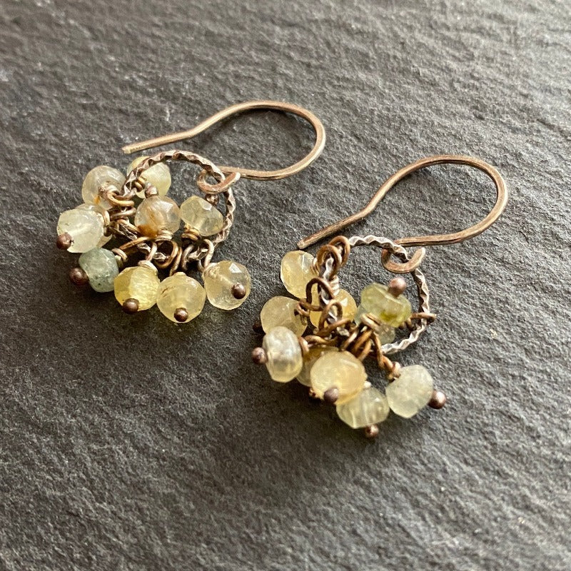 Yellow Tourmaline Cluster Earrings