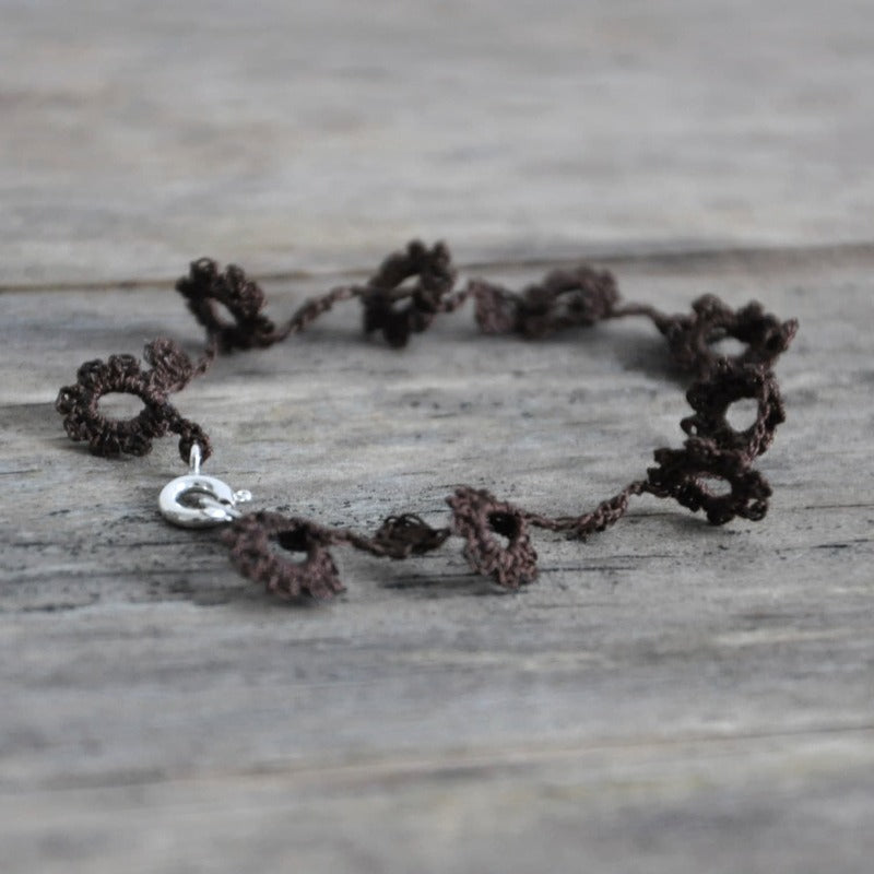 Delicate crochet flower daisy chain bracelet