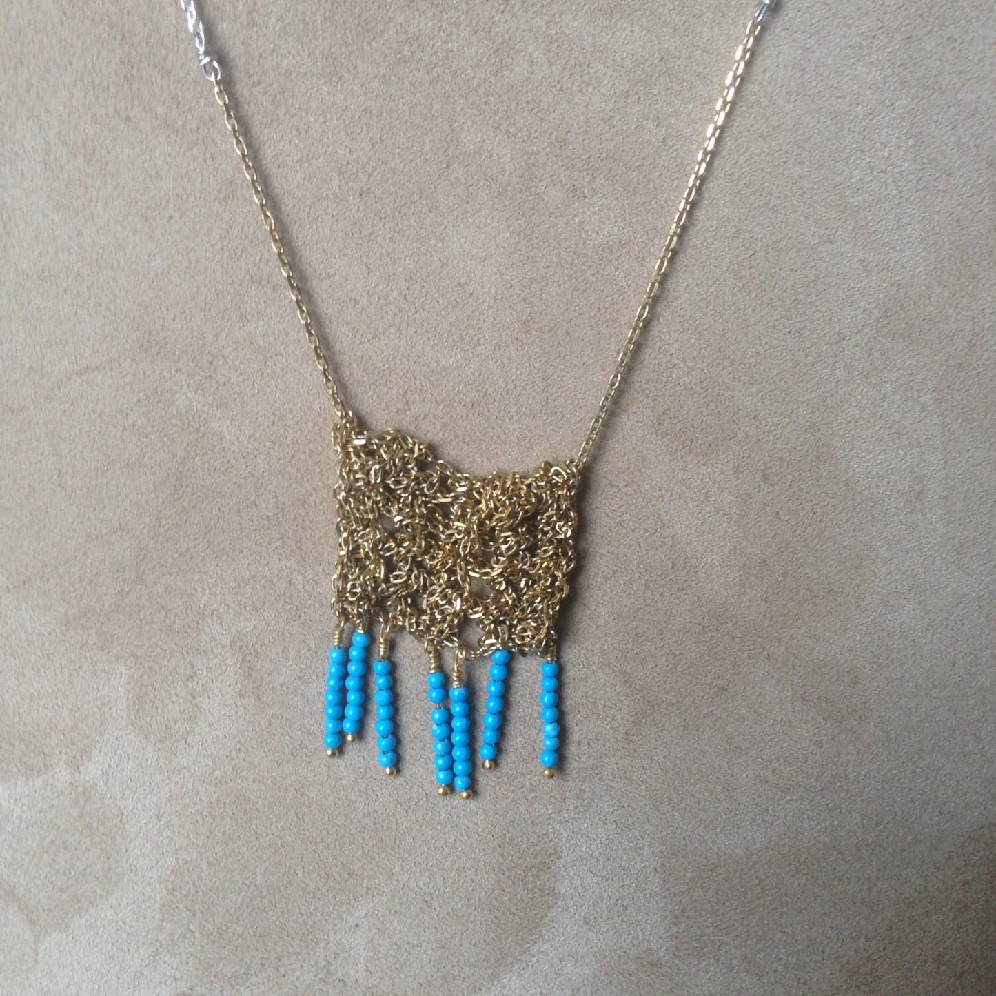 Square Crochet Pendant Necklace