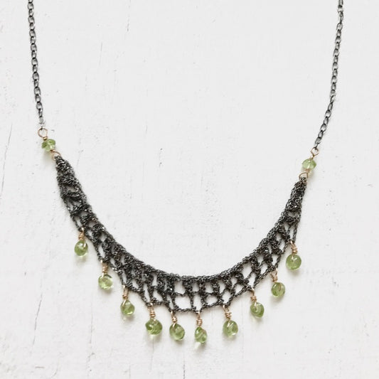 Crocheted Peridot Necklace