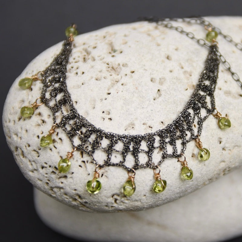 Crocheted Peridot Necklace