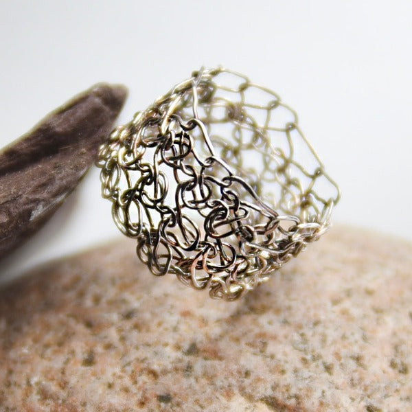 Wide Band Crochet Ring
