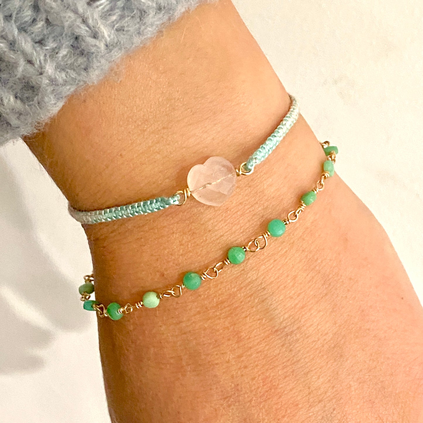 Woven Bracelet With Pink Quartz