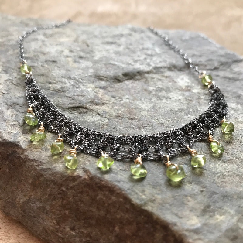 Crocheted Peridot Necklace