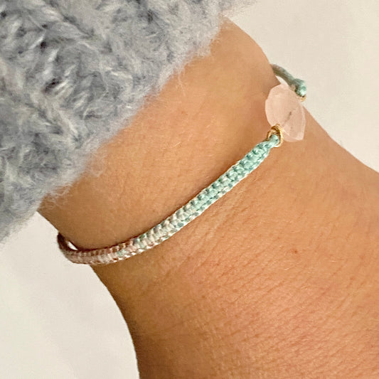 Woven Bracelet With Pink Quartz