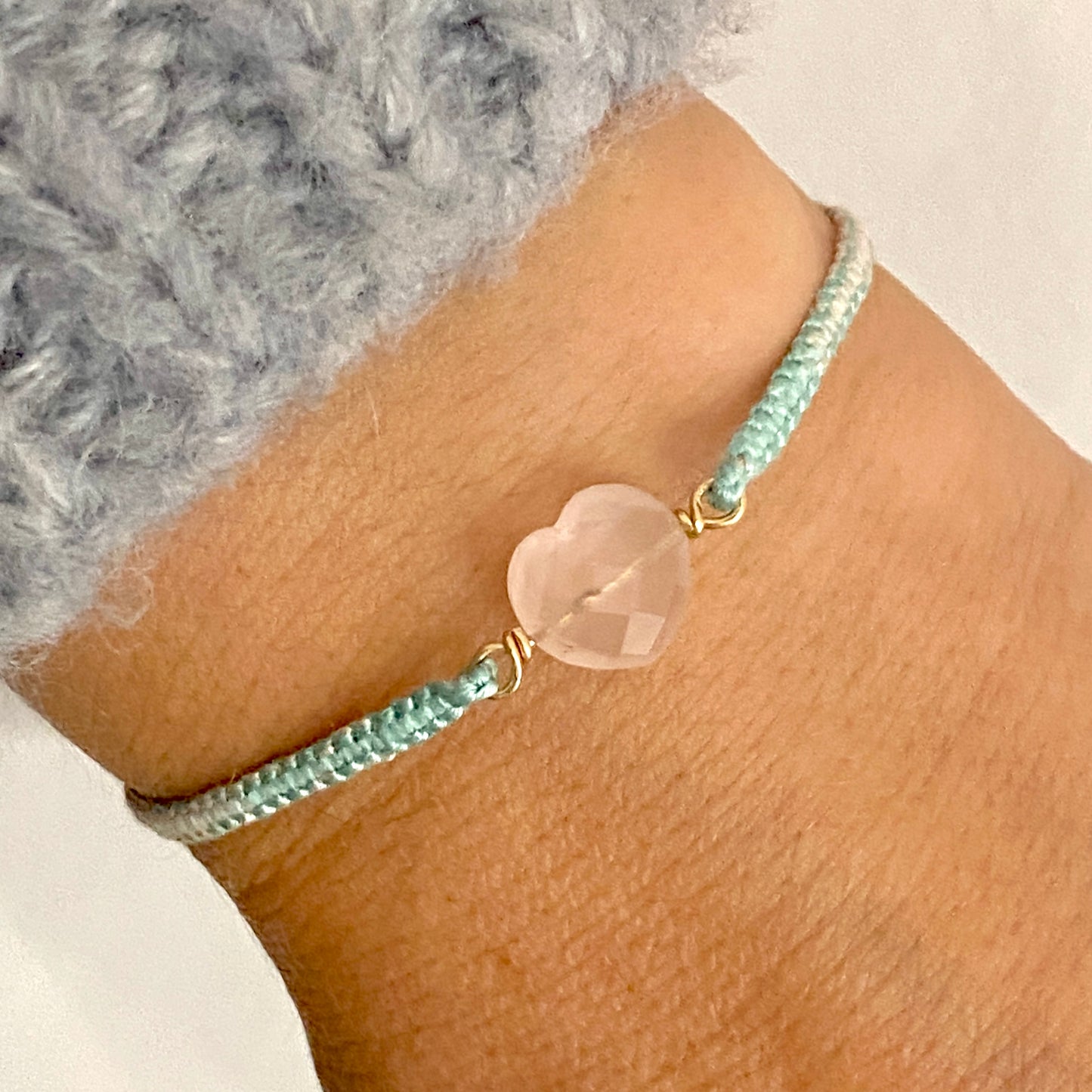 Woven Bracelet With Pink Quartz