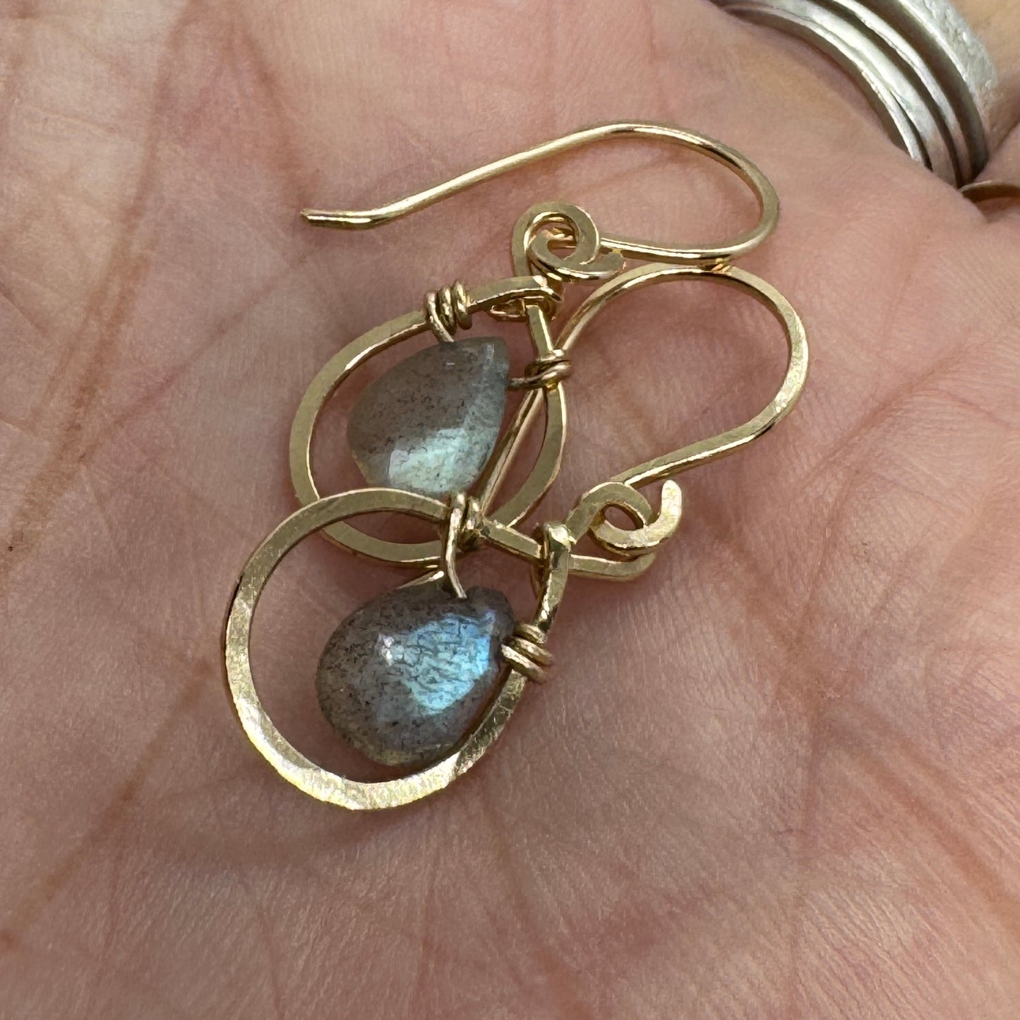 Labradorite Dew Drop Earrings - Gold Filled