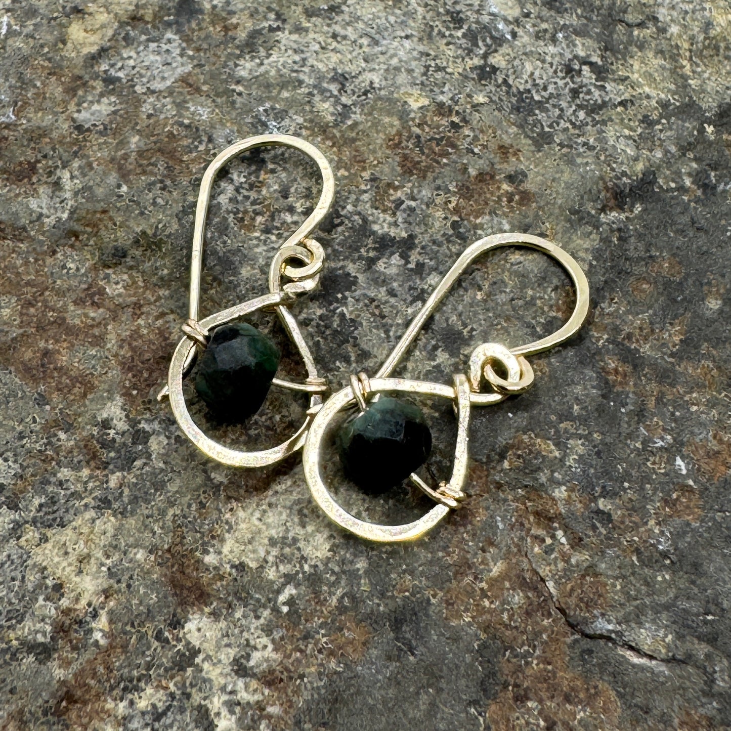 Emerald Dew Drop Earrings - Gold Filled