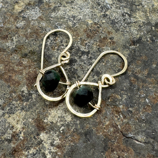Emerald Dew Drop Earrings - Gold Filled