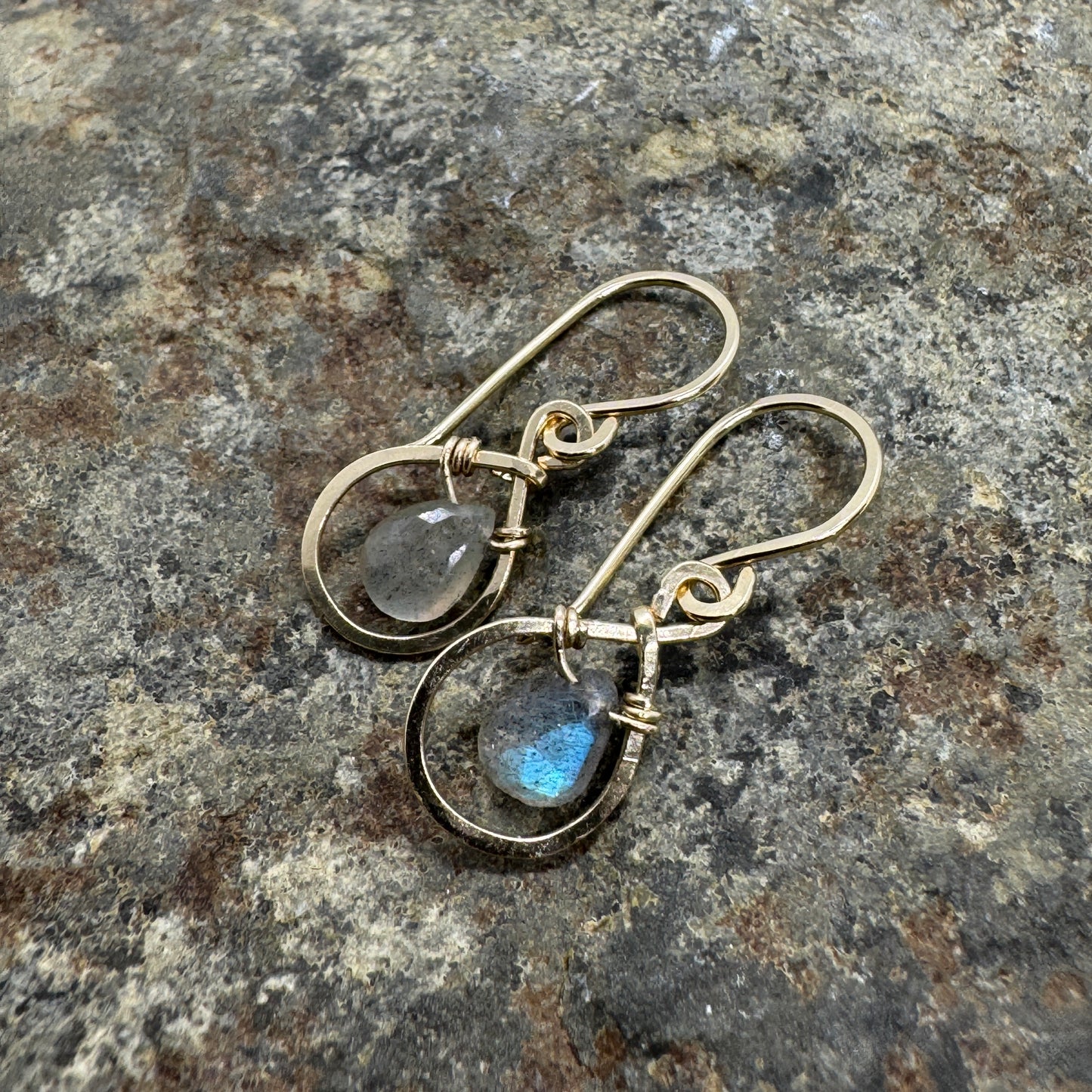 Labradorite Dew Drop Earrings - Gold Filled