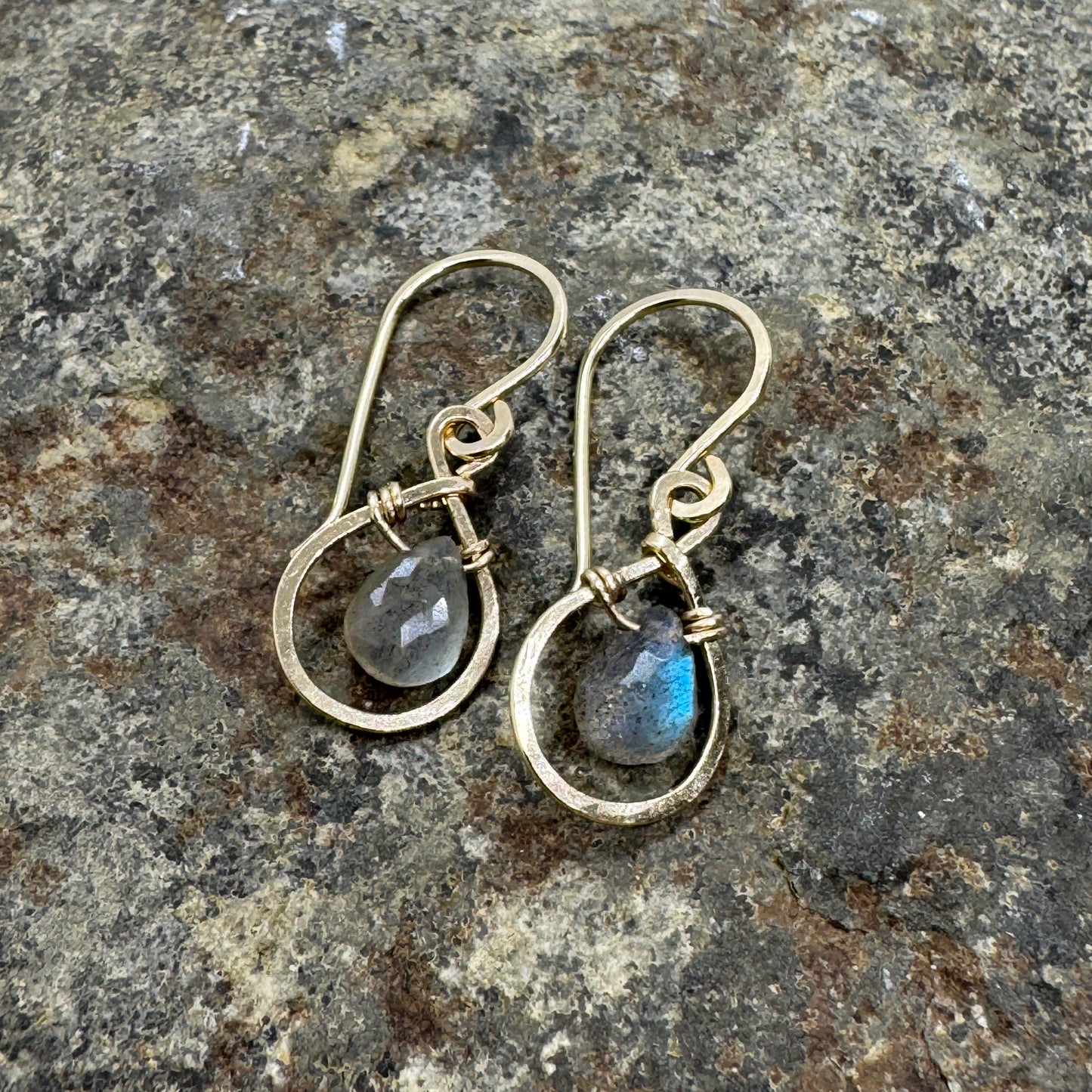 Labradorite Dew Drop Earrings - Gold Filled