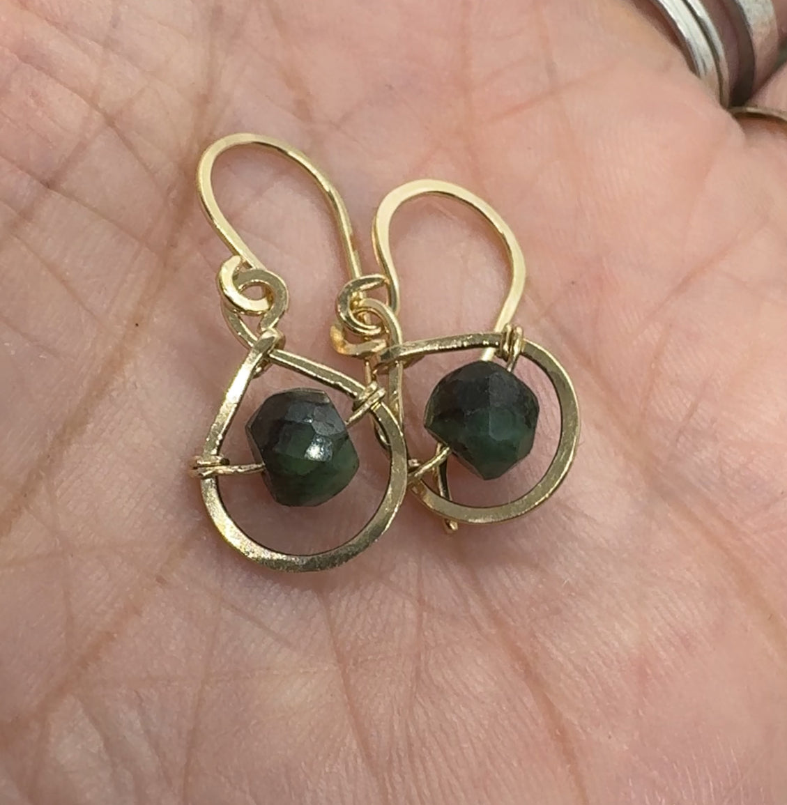 Emerald Dew Drop Earrings - Gold Filled