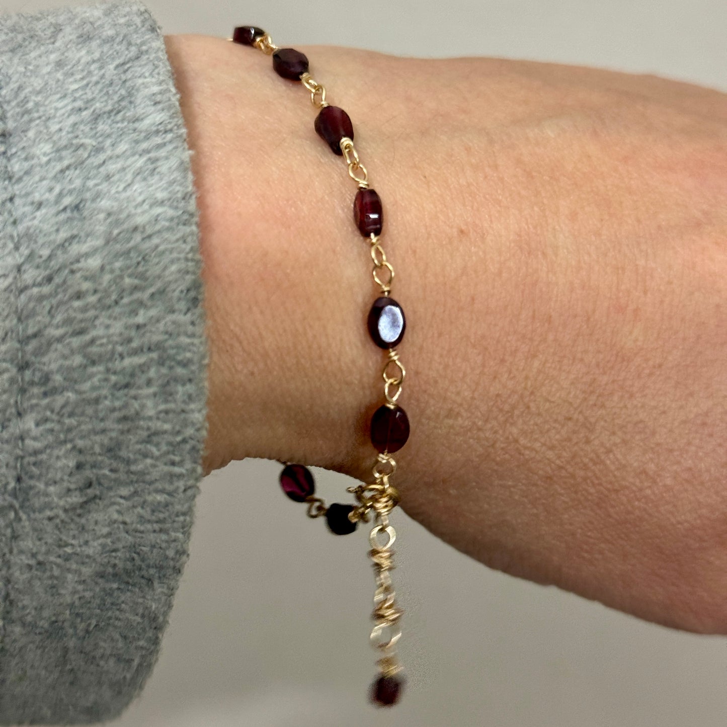 Gold-Filled Garnet Bracelet | Handmade January Birthstone Jewellery