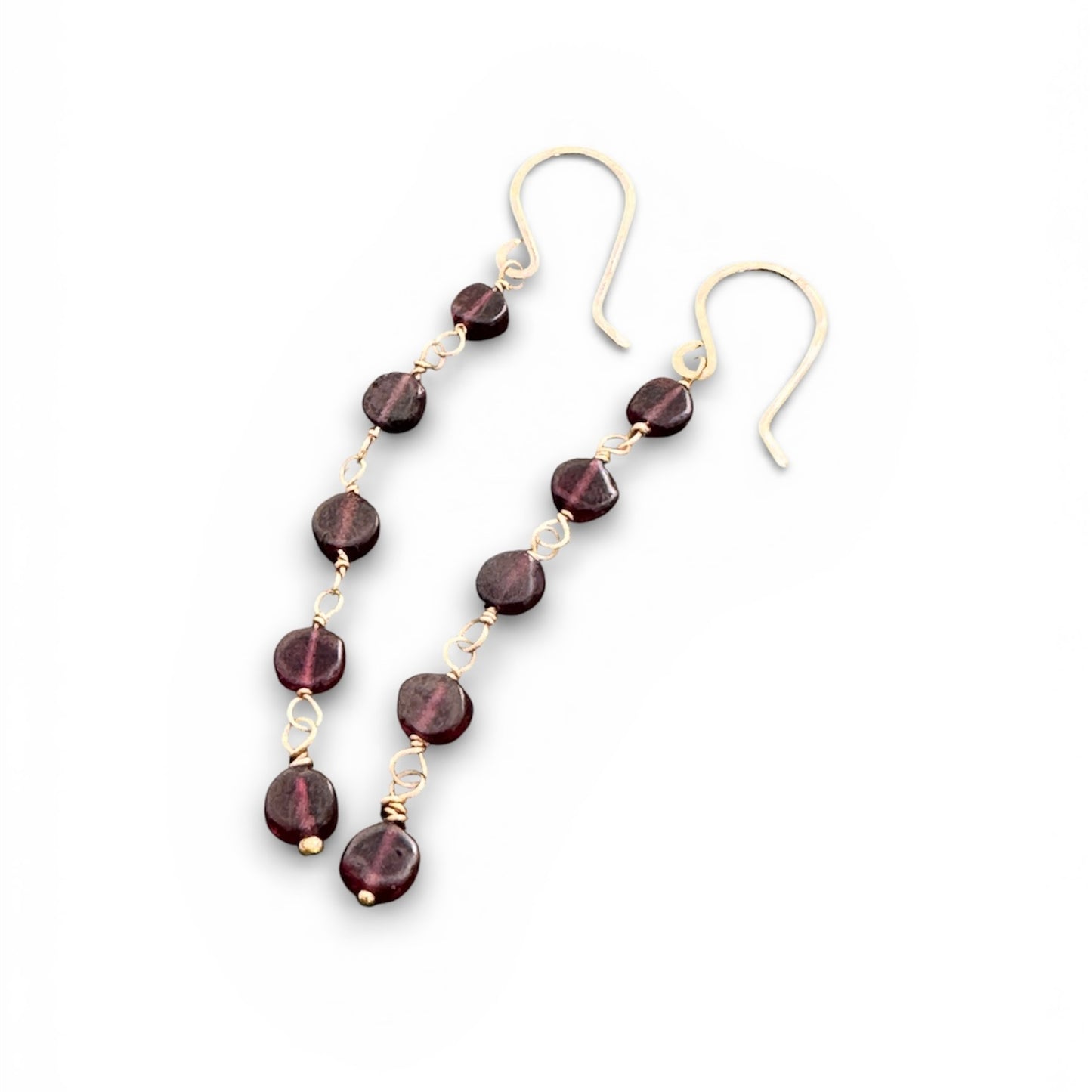 Gold-Filled Garnet Drop Earrings | Handmade January Birthstone Jewellery