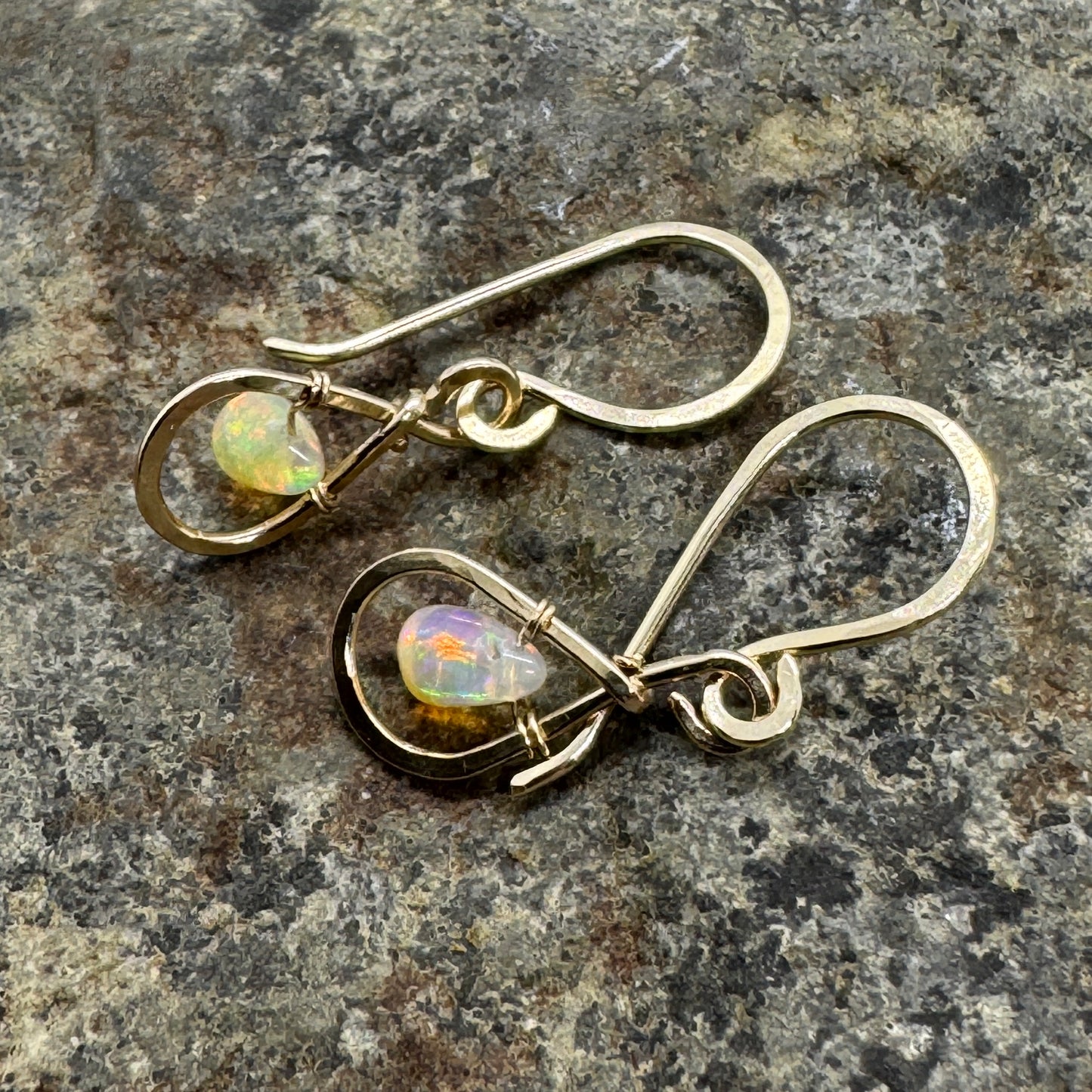 Opal Dew Drop Earrings - Gold Filled