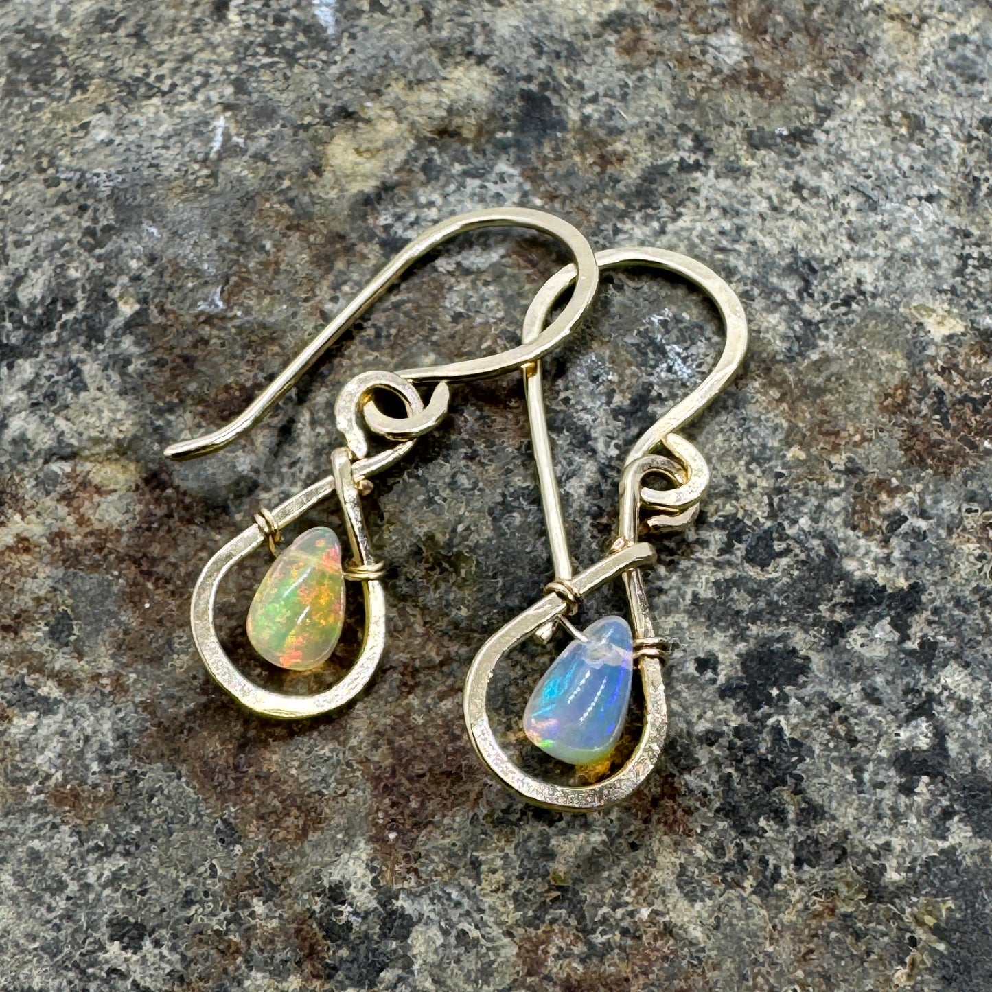 Opal Dew Drop Earrings - Gold Filled