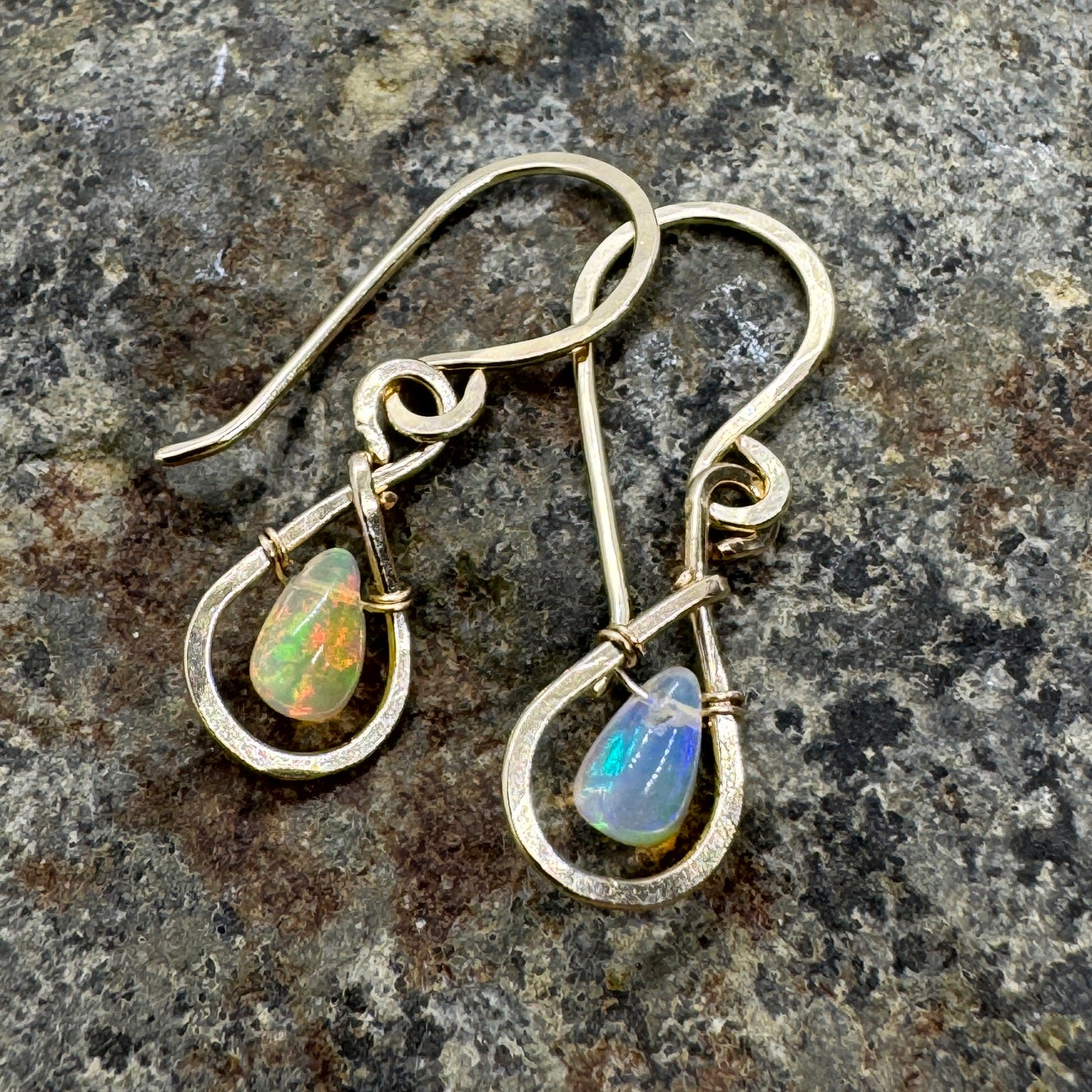 Opal Dew Drop Earrings - Gold Filled