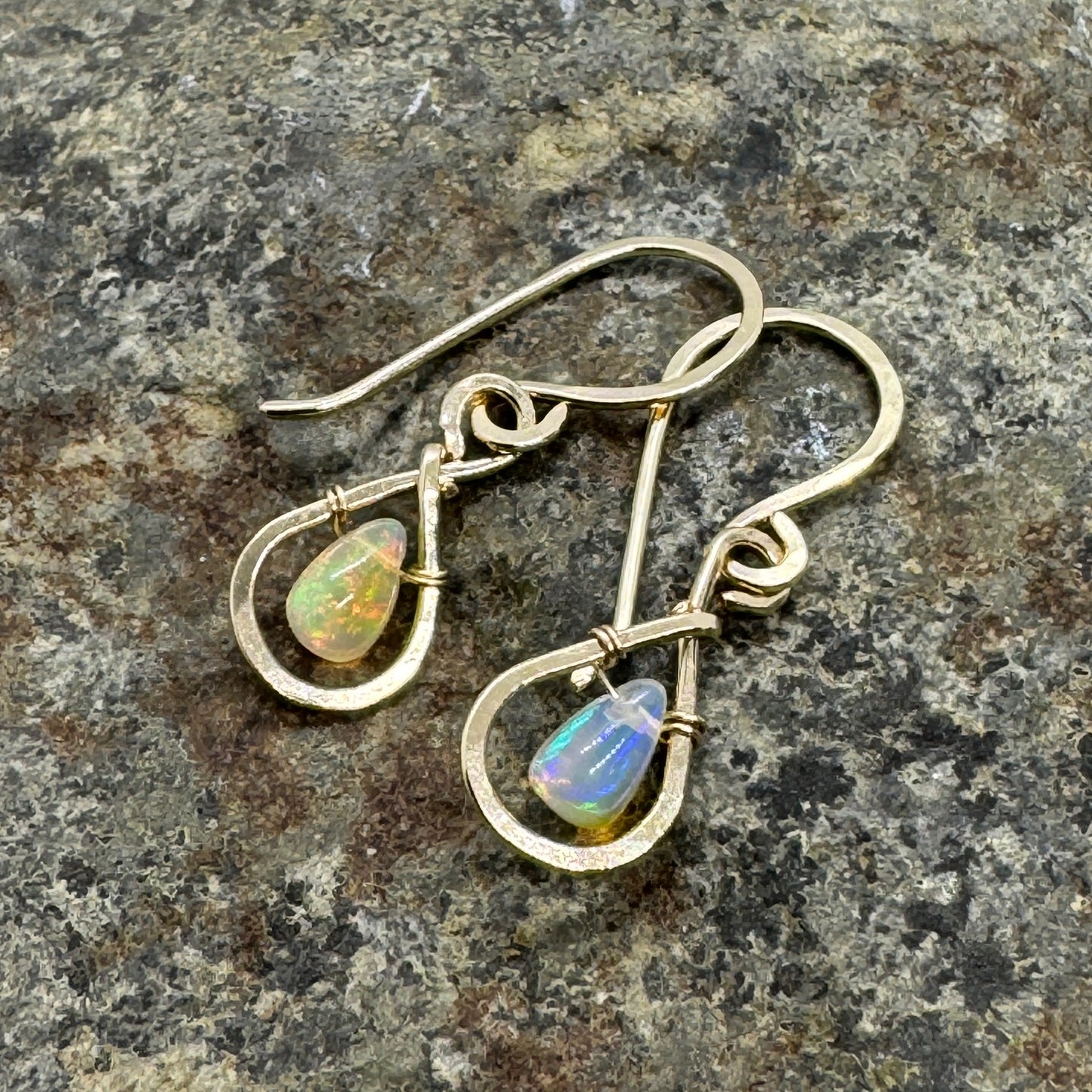 Opal Dew Drop Earrings - Gold Filled