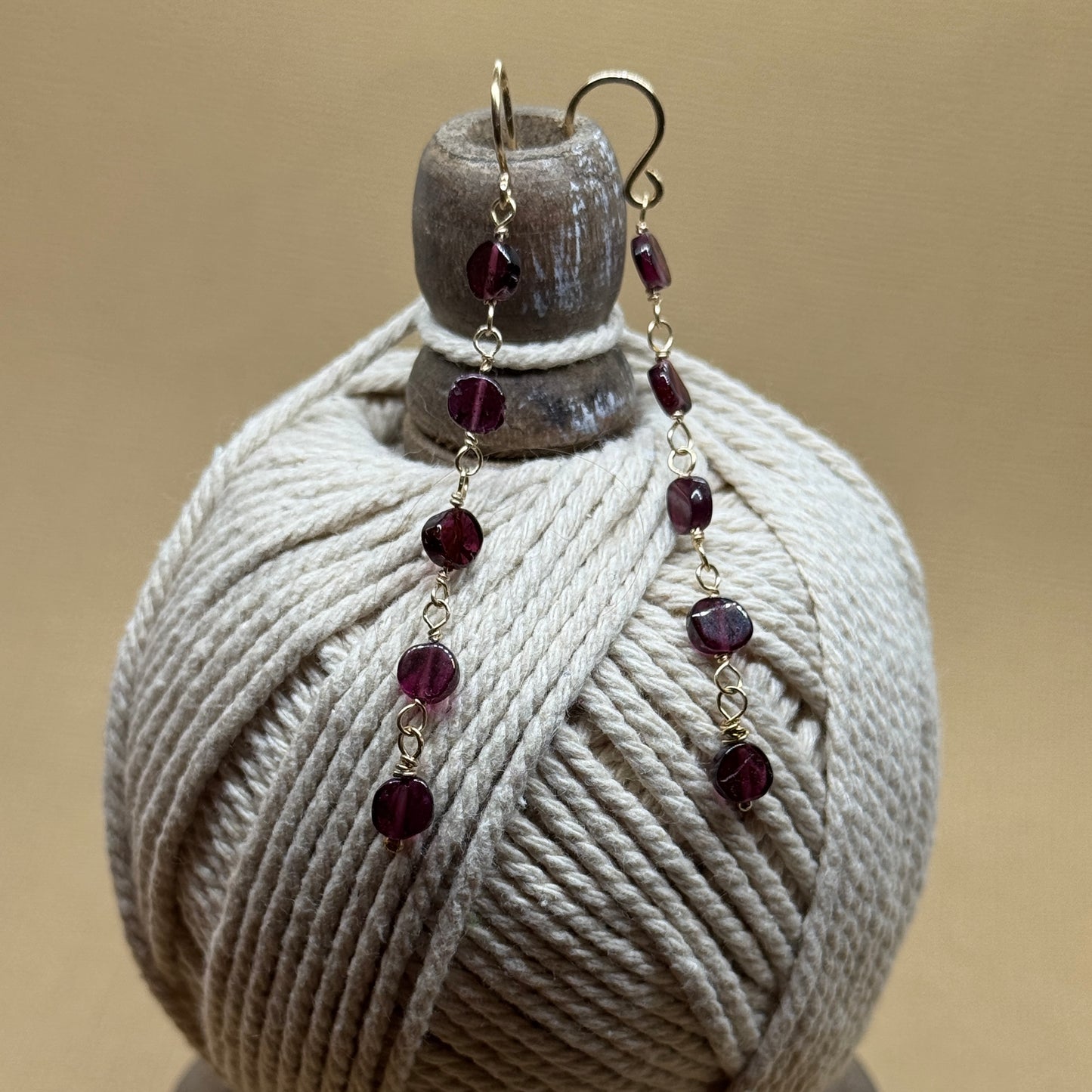 Gold-Filled Garnet Drop Earrings | Handmade January Birthstone Jewellery