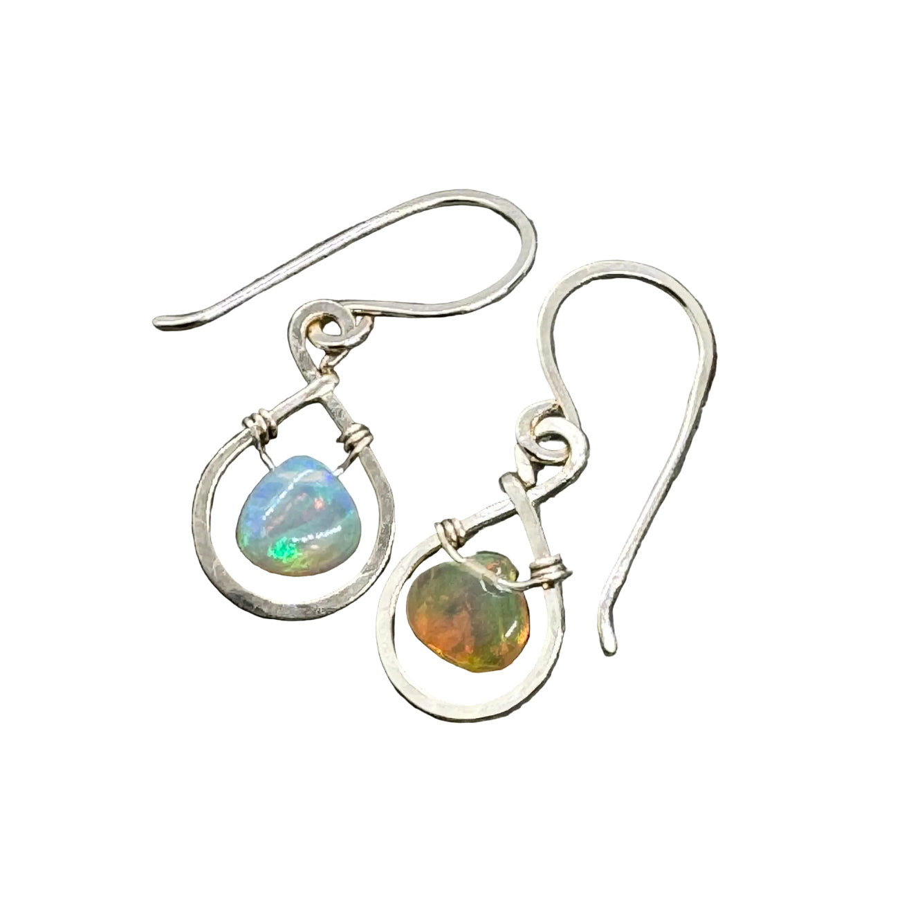 Pair of silver earrings with opal stones