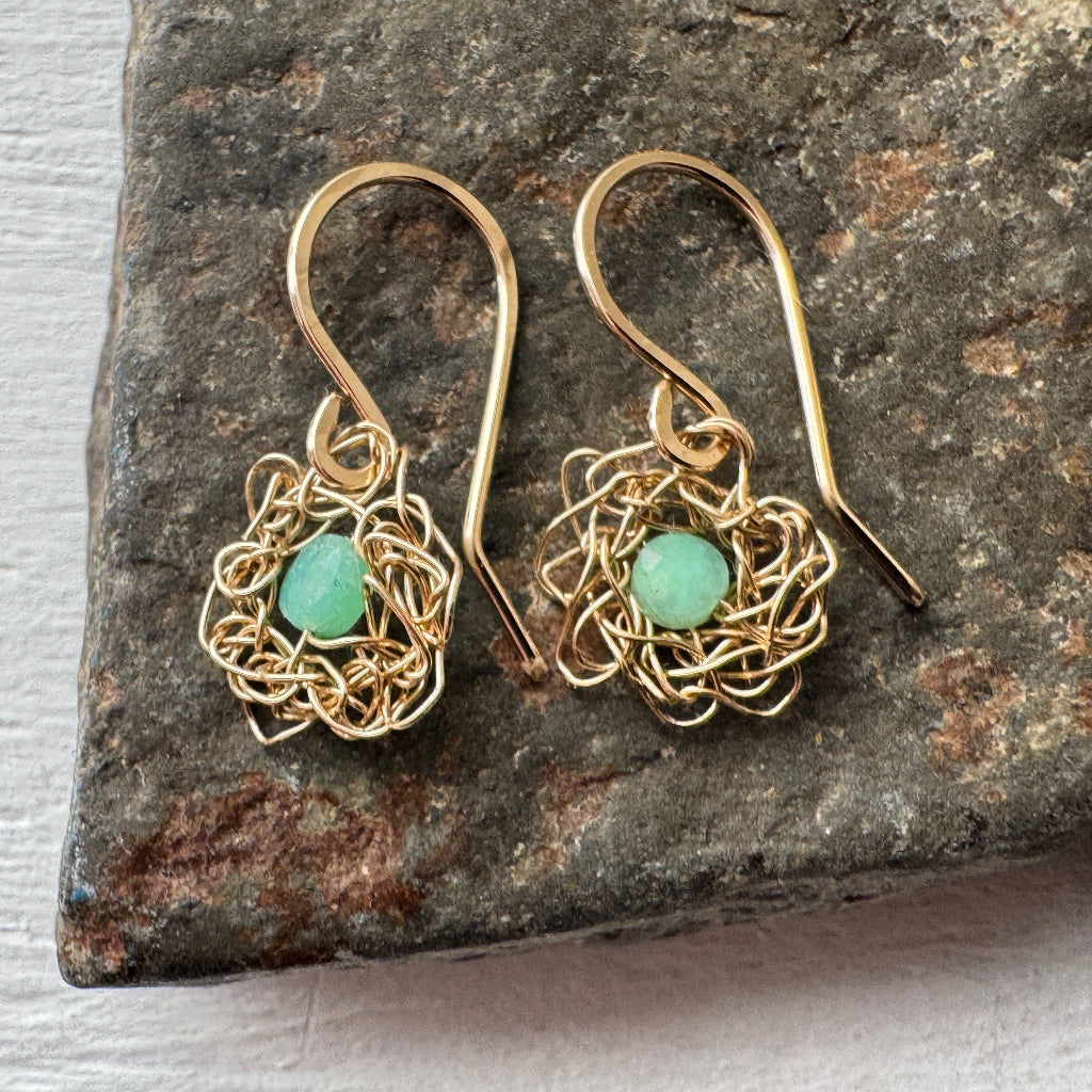 Gold Filled Crochet Chrysoprase Earrings – Izabela Rocks