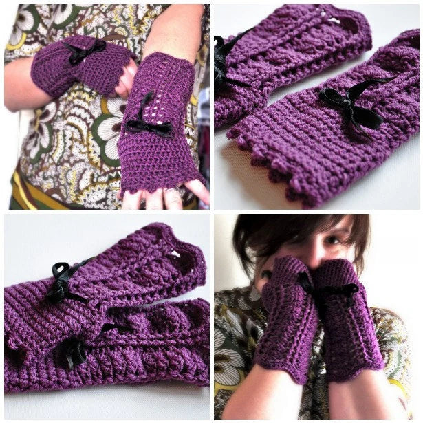 Romantic Fingerless Gloves Crochet Pattern (Digital Download)