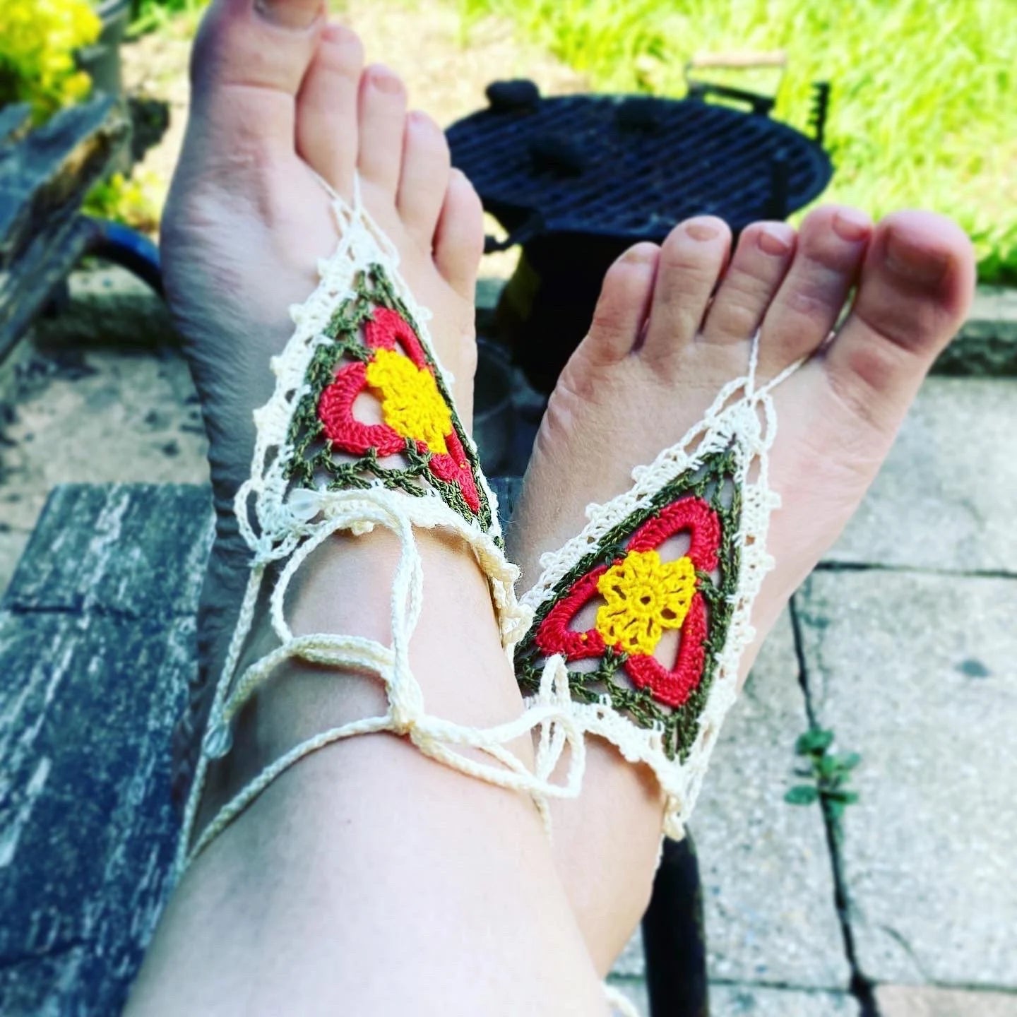 Boho Barefoot Sandals Crochet Pattern (Digital Download)