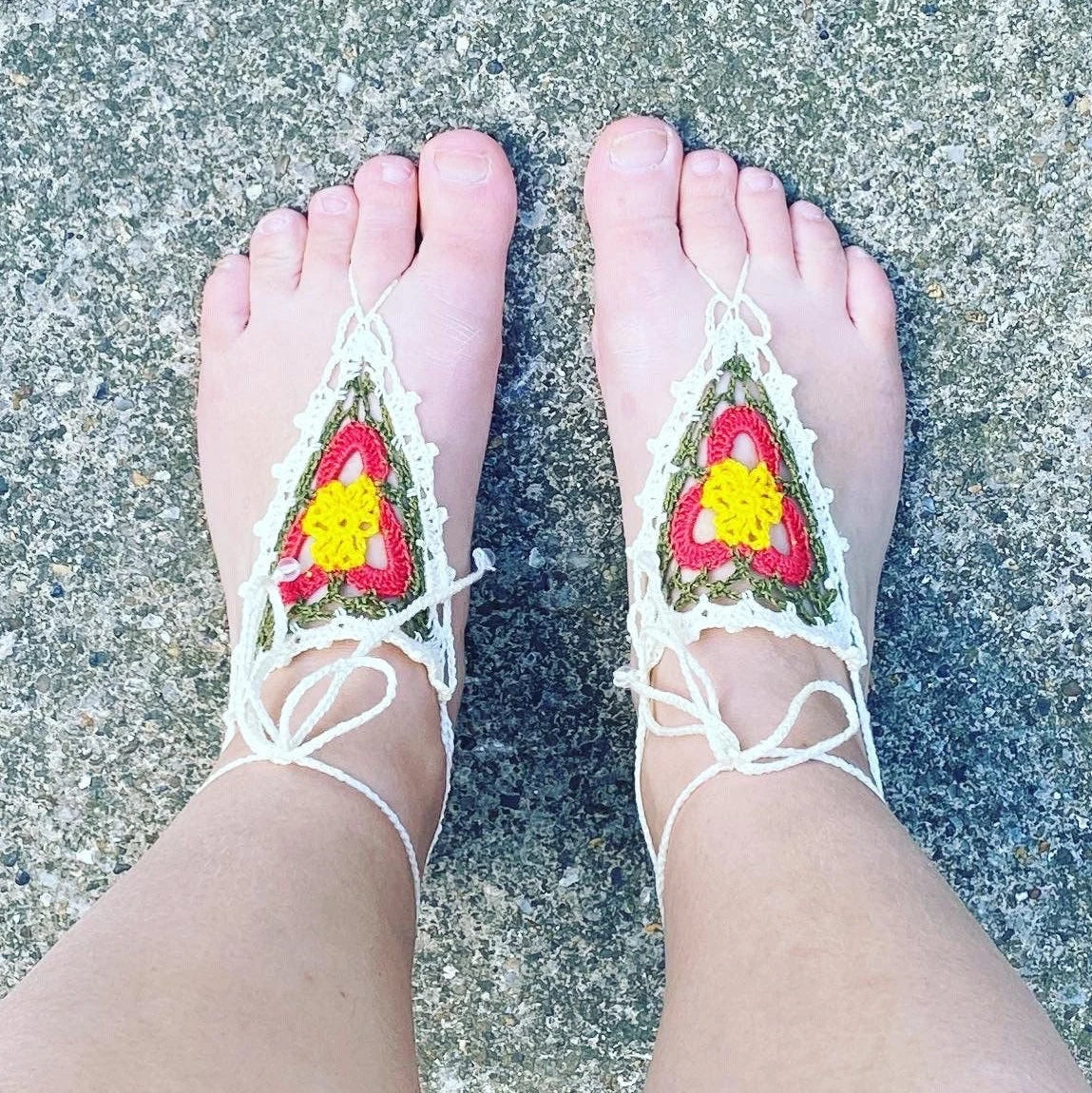 Boho Barefoot Sandals Crochet Pattern (Digital Download)