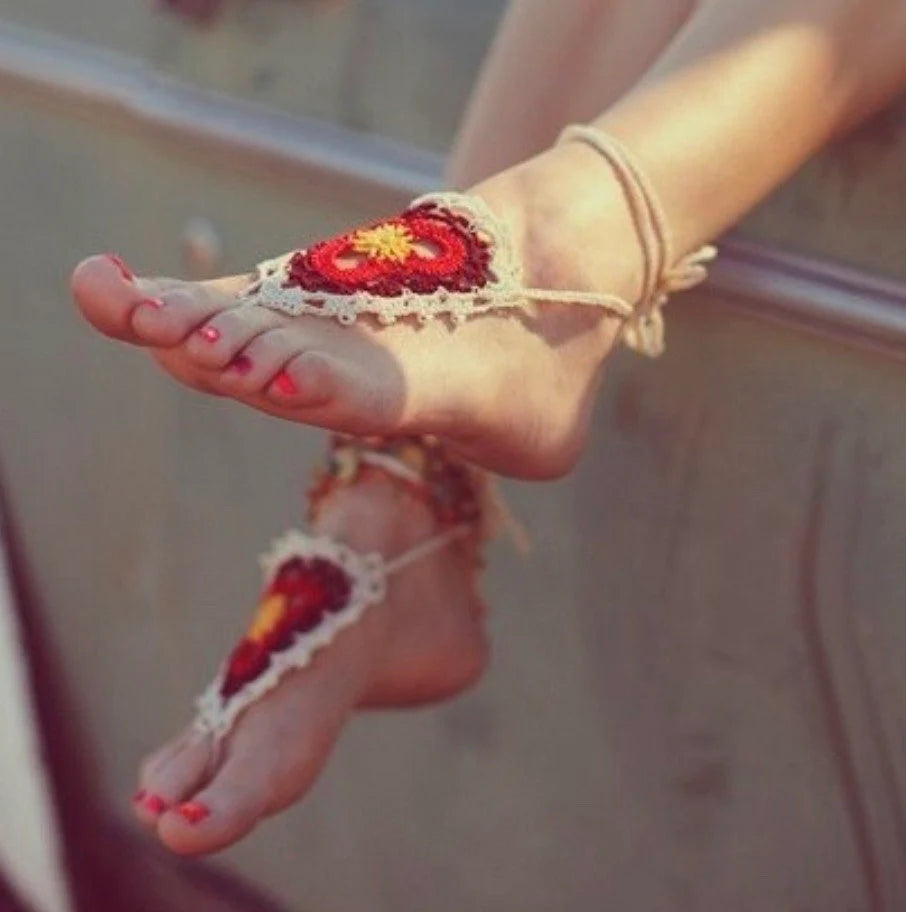 Boho Barefoot Sandals Crochet Pattern (Digital Download)