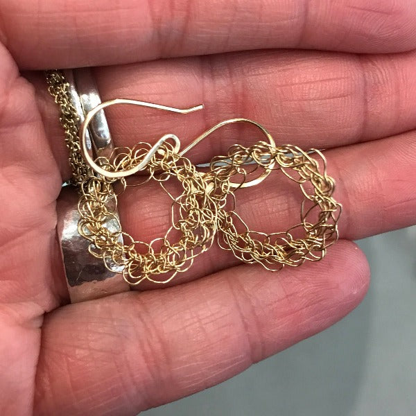 Gold Filled Crochet Lace Circle Earrings