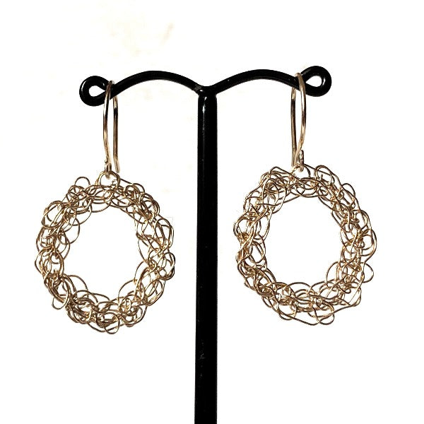 Gold Filled Crochet Lace Circle Earrings