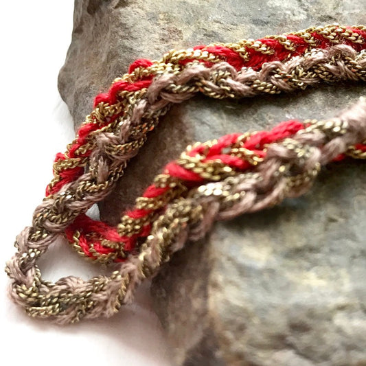 Crochet Silk and Brass Bracelet
