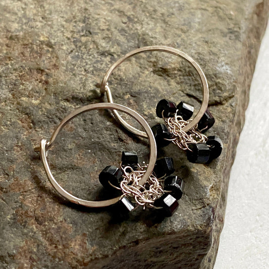 Silver Hoops With Crochet and Spinnel