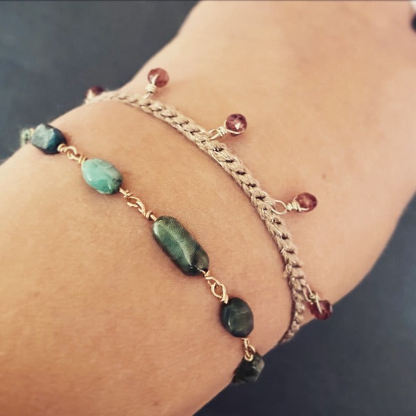 Crochet Bracelet With Garnet