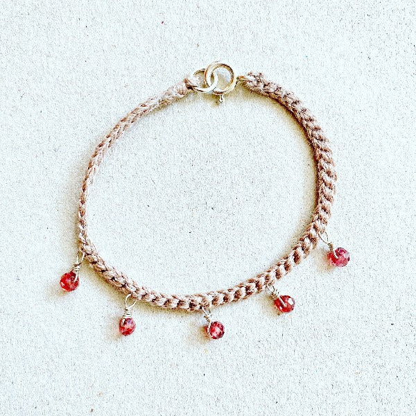 Crochet Bracelet With Garnet