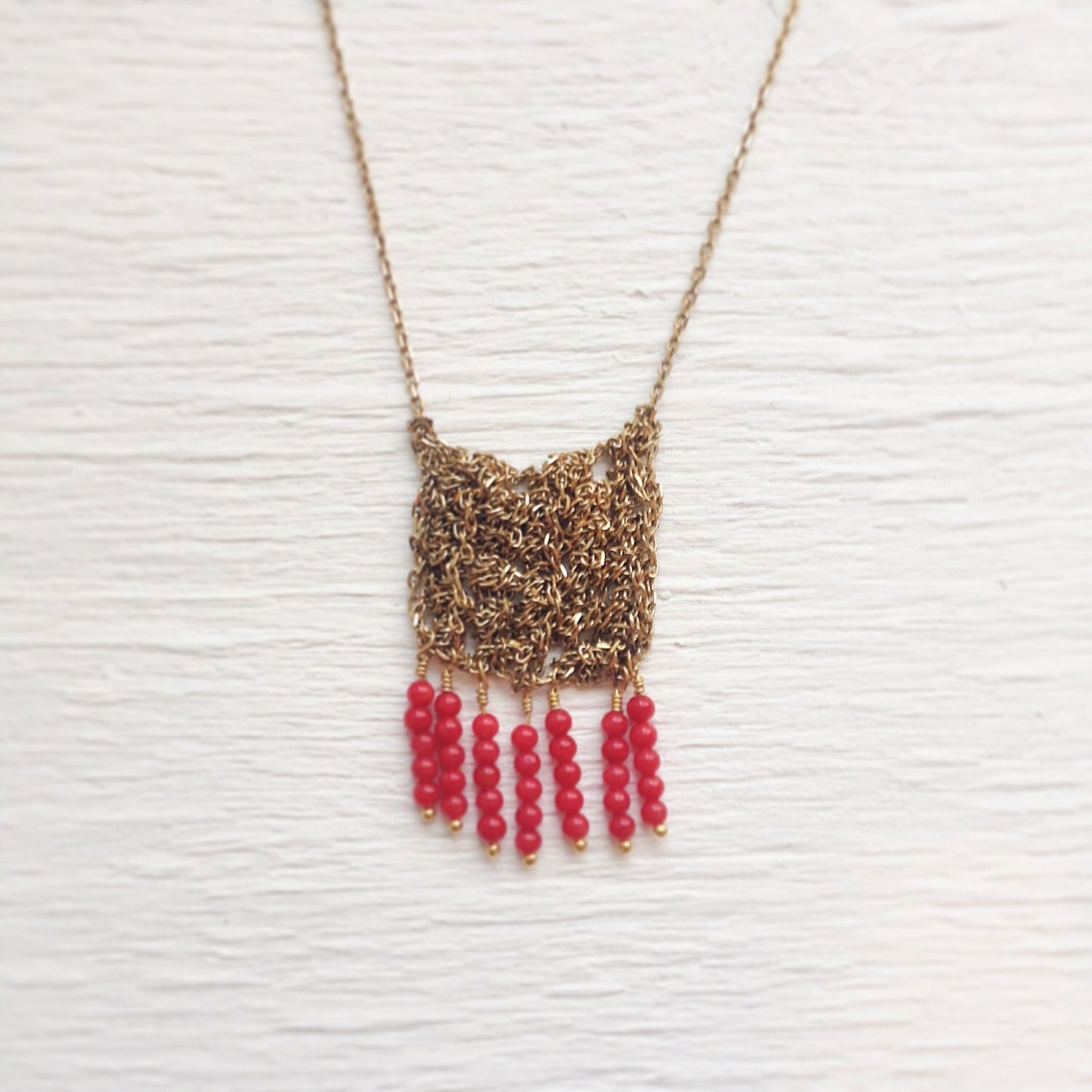 Square Crochet Pendant Necklace